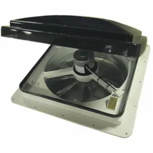 Roof Vent 12V MaxxFan Plus Power Lift Opening; For 14" x 14" Vent; Fits Roof Depth 2" to 6-1/2" Thick; With Screen; With 4 Speed Fan; Smoke 00-04951KSX